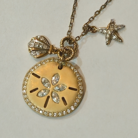 Swarovski Jewelry - NEW Swarovski Gold Sand Dollar Pendant Necklace Crystals Summer Vacation Resort